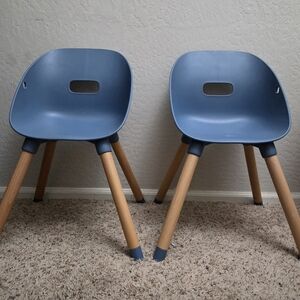 Set of Two Blue Modern Chairs